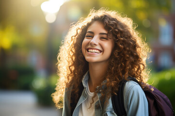Young happy female student