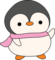 Penguin wear scarf illustration