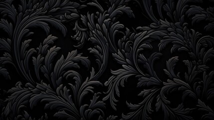 Fototapeta premium Damask pattern on black background