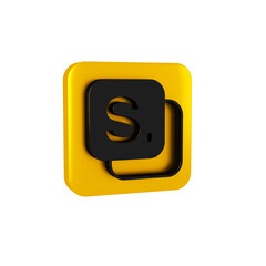 Black Bingo icon isolated on transparent background. Lottery tickets for american bingo game. Yellow square button.