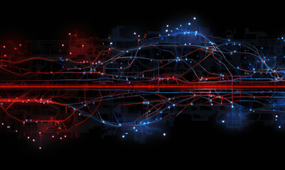 Transport lines background in red and blue