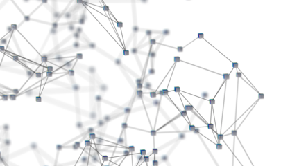 Gene lines and nodes, biological gene structure, 3d rendering.