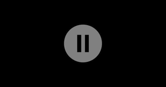 Click on the video pause button, 4K animation with alpha channel.