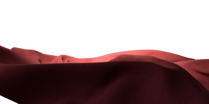 red wave silk satin fabric on white background for grand opening ceremony other occasion