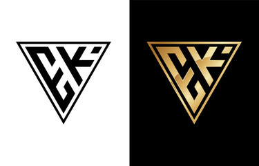 Triangle Letter E and K Logo Design