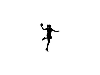 Fototapeta na wymiar Woman Handball Player Silhouette isolated on white background