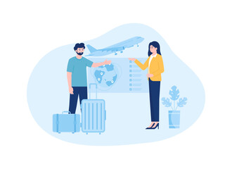 Men are going on holiday out of town trending concept flat illustration