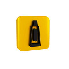 Black Tube of toothpaste icon isolated on transparent background. Yellow square button.