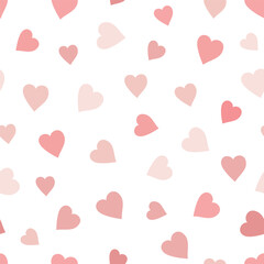 Seamless pattern with hearts. Vector illustration on white background. Valentine pattern. It can be used for wallpapers, cards, wrapping, patterns for clothes and other.