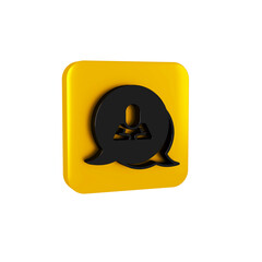 Naklejka premium Black Speech bubble chat icon isolated on transparent background. Message icon. Communication or comment chat symbol. Yellow square button.