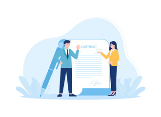 employers sign the contract concept flat illustration
