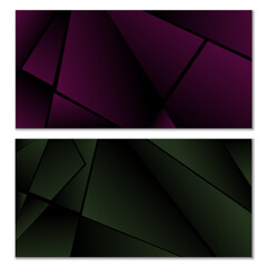 Abstract polygonal pattern. Set of two dark gradient polygonal backgrounds. Background design, cover, postcard, banner, wallpaper