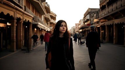 Beatuy lebanese teenager in the town
