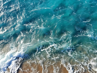 Fototapeta na wymiar Waves on the ocean near the shoreline with rocks