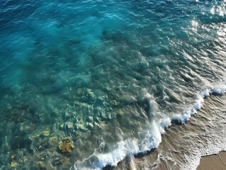 Waves on the ocean near the shoreline with rocks