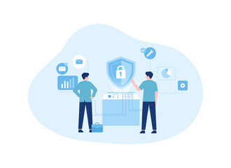 sockets maintain security and privacy concept flat illustration