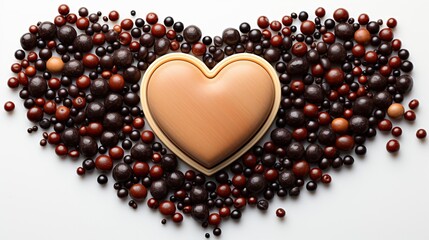Obraz premium Chocolate heart and chocolate pieces on a white background ,Chocolate day, Valentines Day, Valentines week 
