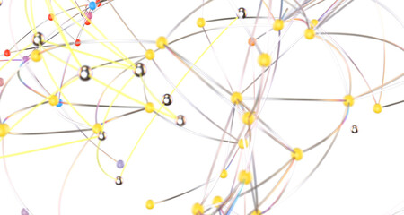 Abstract 3d rendering of network concept. Modern background. Futuristic shape with spheres and lines. Design for poster, cover,