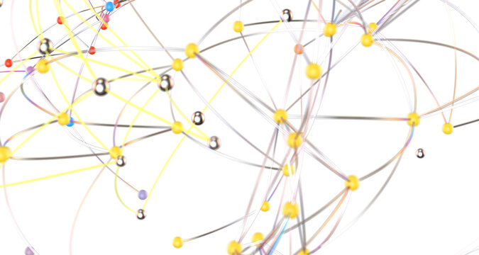 Abstract 3d rendering of network concept. Modern background. Futuristic shape with spheres and lines. Design for poster, cover,