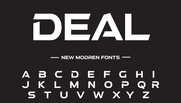 DEAL Modern abstract digital alphabet font. Minimal technology typography, Creative urban sport fashion futuristic font and with numbers. vector illustration
