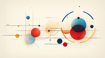 Minimalist illustration with geometric shapes and color lines