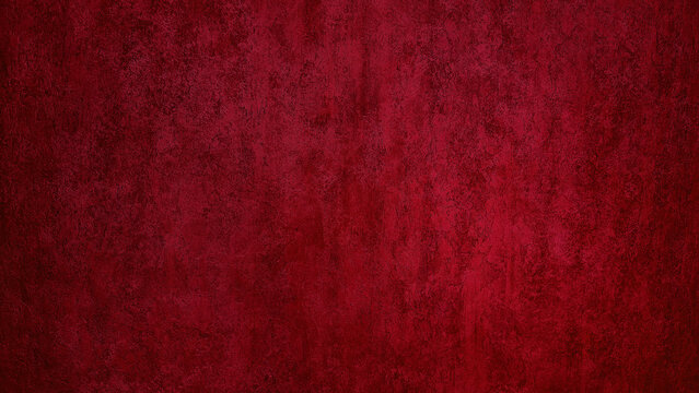 red messy wall stucco texture background use as decoration. decorative wall paint for antique luxury interior design. beautiful limestone texture in red polished, empty wallpaper.