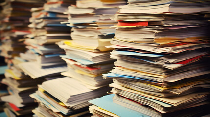 piles of files or documentation, reports. ai generative