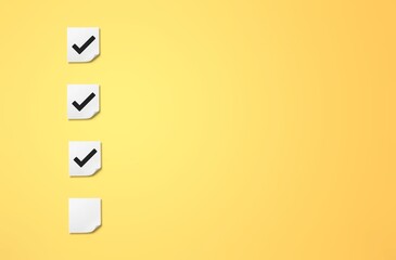 checklist with check sign icons on color background - obrazy, fototapety, plakaty