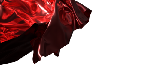red wave silk satin fabric on white background for grand opening ceremony other occasion