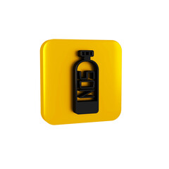 Black Nitrous oxide icon isolated on transparent background. Yellow square button.