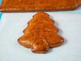 Traditional Christmas baking. We bake cakes for a traditional Christmas gingerbread house.