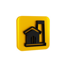 Black Smithy workshop interior icon isolated on transparent background. Yellow square button.