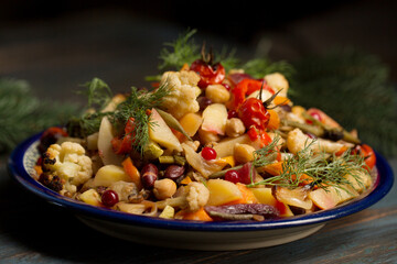 A stew of baked mixed vegetables