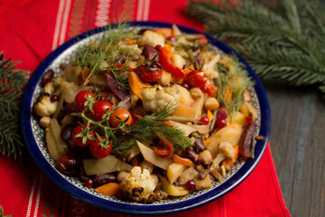 A stew of baked mixed vegetables