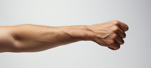 Human male arm on a white background.
