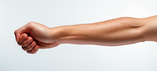 Human male arm on a white background.