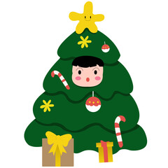 Christmas tree with Santa Claus illustration 