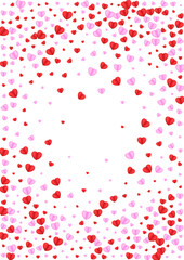 Violet Confetti Background White Vector. Fall Texture Heart. Pink Romantic Pattern. Tender Confetti Birthday Frame. Fond Element Illustration.