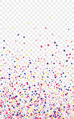Multicolored Circle Background Transparent Vector. Confetti Party Design. Colorful Paper. Bright Element Summer. Polka Decor Illustration.