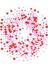 Fototapeta na wymiar Fond Heart Background White Vector. Cute Texture Confetti. Violet Romance Frame. Tender Heart Random Backdrop. Red Card Pattern.