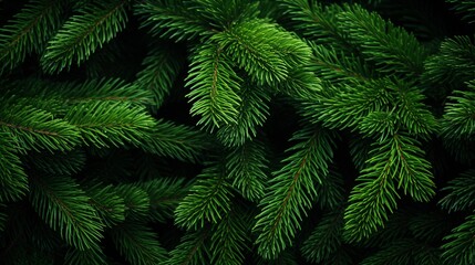 Fototapeta na wymiar Beautiful green fir tree branches close up. Christmas and winter concept, close up of Christmas trees branches green texture background.