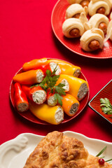 Small paprikas stuffed with cheese, garlic and herbs