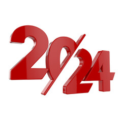 Happy new Year 2024 on transparent background