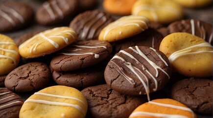 delicious sweets on abstract background, sweets, chocoltae, donuts, sweet colored biscuits