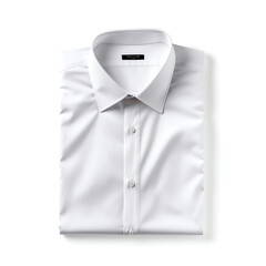 white folded dress shirt on white background - obrazy, fototapety, plakaty