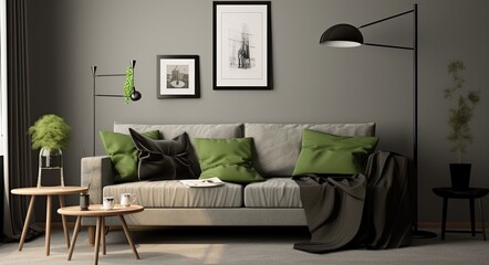 Modern living room flat home interior. Generative AI