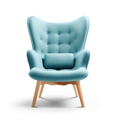 Blue chair isolated on white background. Generative AI