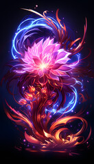 Larkspur neon flower generative ai