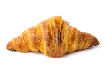 Closeup of croissant, isolated on white background.