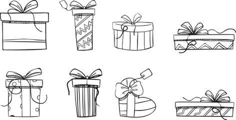 gifts icon set, merry christmas, birthday, valentine, celebration, party, anniversary